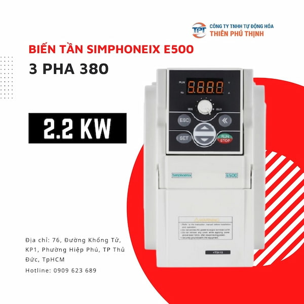 Biến tần Simphoenix E500 2.2 kW 3 Pha 380V